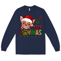 Navy merry pawmas christmas chihuahua Long Sleeve Tee - Jasminsmagicworld