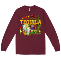 Burgundy Tequila Por Favor Long Sleeve Tee - texasbilliewilder