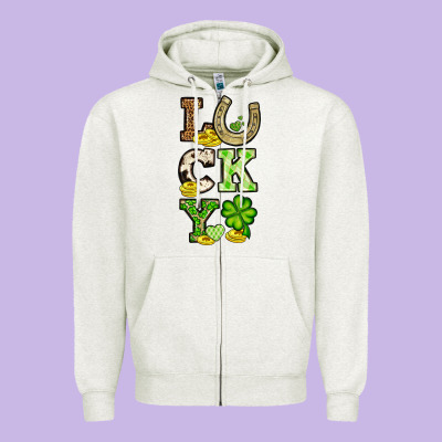 St. Patrick's Western Lucky Zipper Hoodie Designed By Oliviacreatesart
