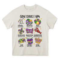 Cream god says i am mardi gras Heavy Core Tee - MaliasSmallBusiness