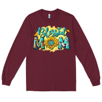 Burgundy Blessed Mom with Sunflowers Long Sleeve Tee - texasbilliewilder