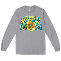 Heather Grey Blessed Mom with Sunflowers Long Sleeve Tee - texasbilliewilder