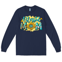 Navy Blessed Mom with Sunflowers Long Sleeve Tee - texasbilliewilder