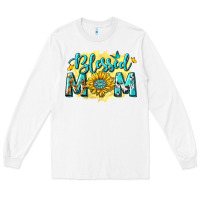 White Blessed Mom with Sunflowers Long Sleeve Tee - texasbilliewilder