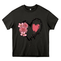Asphalt mimi flower heart Heavy Core Tee - MaliasSmallBusiness