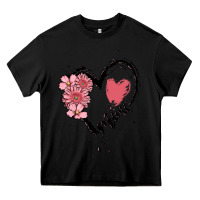 Black mimi flower heart Heavy Core Tee - MaliasSmallBusiness