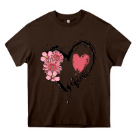 Chocolate Brown mimi flower heart Heavy Core Tee - MaliasSmallBusiness