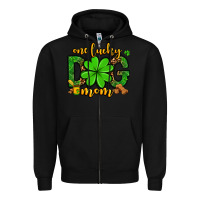 Black One lucky dog mom St. Patrick's Zipper Hoodie - OliviaCreatesArt
