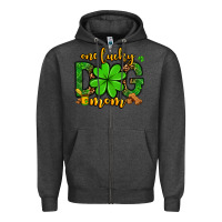 Charcoal Heather One lucky dog mom St. Patrick's Zipper Hoodie - OliviaCreatesArt