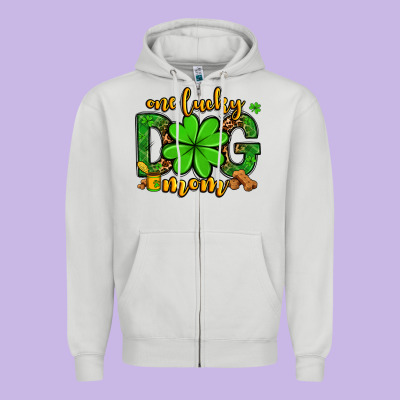 One Lucky Dog Mom St. Patrick's Zipper Hoodie Designed By Oliviacreatesart