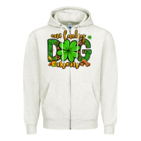 Oatmeal Heather One lucky dog mom St. Patrick's Zipper Hoodie - OliviaCreatesArt