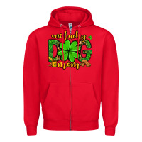 Red One lucky dog mom St. Patrick's Zipper Hoodie - OliviaCreatesArt