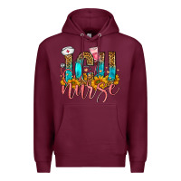 Burgundy Western ICU Intensive Care Unit Nurse Premium Hoodie - FaDigitalArtStudio