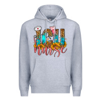 Heather Grey Western ICU Intensive Care Unit Nurse Premium Hoodie - FaDigitalArtStudio
