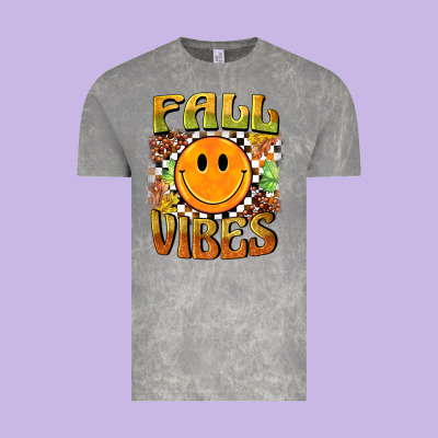 Fall Vibes Smiley Face Vintage Tee Designed By Barkaloodesign