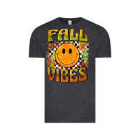 Vintage Black fall vibes smiley face Vintage Tee - BarkalooDesign