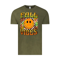 Vintage Olive fall vibes smiley face Vintage Tee - BarkalooDesign
