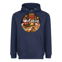 Navy Hot Cocoa With Cat Heavyweight Hoodie - FaDigitalArtStudio