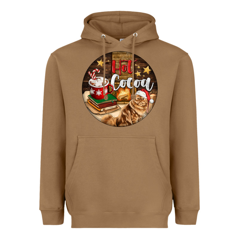 Hot Cocoa With Cat Heavyweight Hoodie by FaDigitalArtStudio | Teevron
