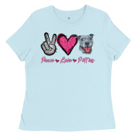 Baby Blue Peace Love Pitties Ladies Tee - Jasminsmagicworld