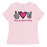 Bubblegum Pink Peace Love Pitties Ladies Tee - Jasminsmagicworld