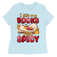 Baby Blue i like my books extra spicy Ladies Tee - MaliasSmallBusiness