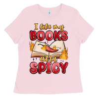 Bubblegum Pink i like my books extra spicy Ladies Tee - MaliasSmallBusiness