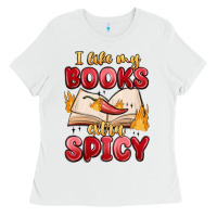 White i like my books extra spicy Ladies Tee - MaliasSmallBusiness