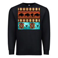 Black native american aztec seamless pattern 2 Premium Sweatshirt - BundleAndBundleShop