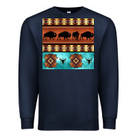 Navy native american aztec seamless pattern 2 Premium Sweatshirt - BundleAndBundleShop