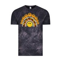 Cloud Black fall smiley face groovy rainbow Vintage Tee - BarkalooDesign