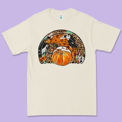 Western Pumpkin Fall Rainbow Premium Tee Designed By Jahusdesignshop