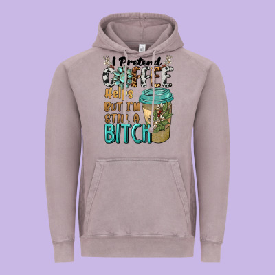 I Pretend Coffee Helps But I'm Still A Bitch Vintage Hoodie Designed By Barkaloodesign