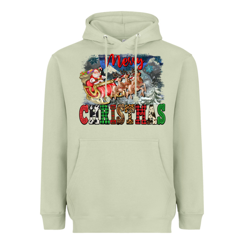 Merry Christmas Santa Sleigh Heavyweight Hoodie by FaDigitalArtStudio | Teevron