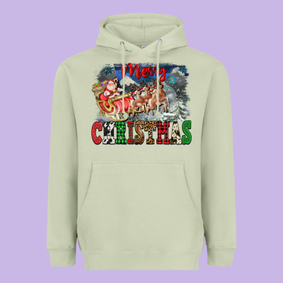 Merry Christmas Santa Sleigh Heavyweight Hoodie Designed By Fadigitalartstudio
