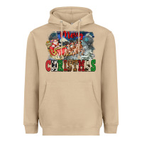 Mushroom Merry Christmas Santa Sleigh Heavyweight Hoodie - FaDigitalArtStudio