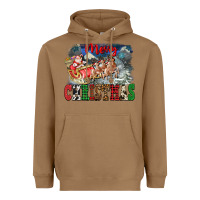 Toasted Coconut Merry Christmas Santa Sleigh Heavyweight Hoodie - FaDigitalArtStudio