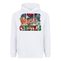White Merry Christmas Santa Sleigh Heavyweight Hoodie - FaDigitalArtStudio