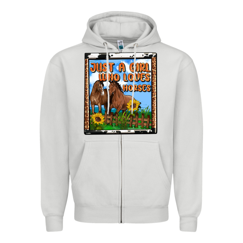 Western Just A Girl Who Loves Horses Zipper Hoodie by OliviaCreatesArt | Teevron