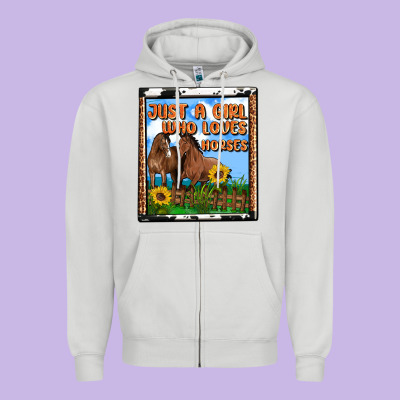Western Just A Girl Who Loves Horses Zipper Hoodie Designed By Oliviacreatesart