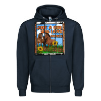 Navy western just a girl who loves horses Zipper Hoodie - OliviaCreatesArt