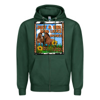 Sports Green western just a girl who loves horses Zipper Hoodie - OliviaCreatesArt