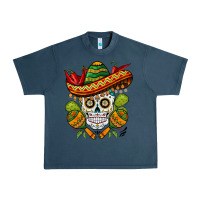 Midnight Navy sombrero skull Urban Heavy Tee - BarkalooDesign