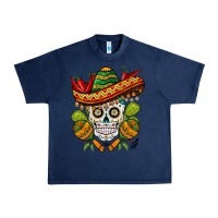 Navy sombrero skull Urban Heavy Tee - BarkalooDesign