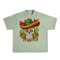 Oil Green sombrero skull Urban Heavy Tee - BarkalooDesign