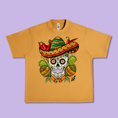 Sombrero Skull Urban Heavy Tee Designed By Barkaloodesign