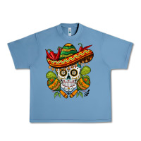Pebble Blue sombrero skull Urban Heavy Tee - BarkalooDesign