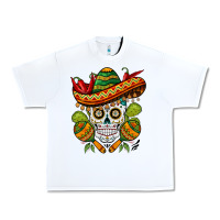 White sombrero skull Urban Heavy Tee - BarkalooDesign