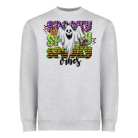 Heather Grey spooky spooky spooky vibes Heavyweight Sweatshirt - CowGirlArtShop