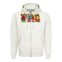Oatmeal Heather Peace love cinco de mayo Zipper Hoodie - FaDigitalArtStudio